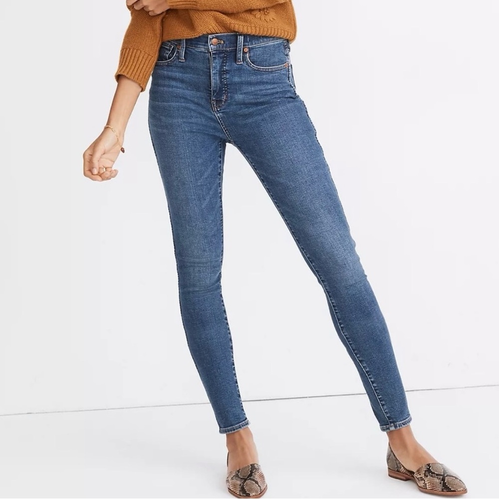 Madewell High Rise Skinny Medium Wash Raw Hem Size 32
